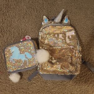 Justice Unicorn Backpack and lunchbox